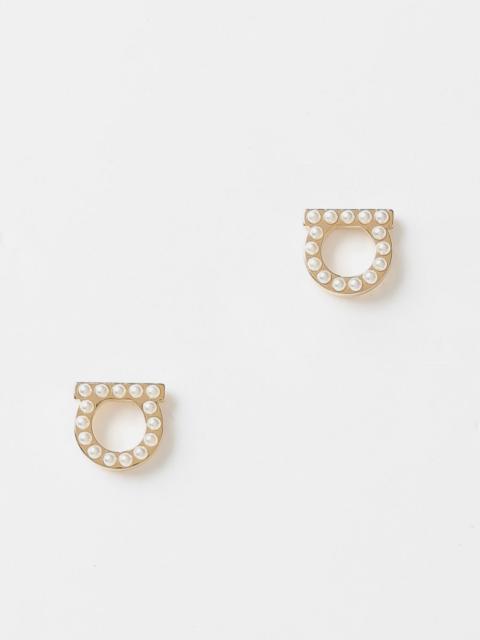 Ferragamo Gancini metal earrings with synthetic pearls