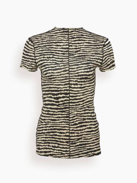 Proenza Schouler Short Sleeve Jersey Top in Ecru/Black