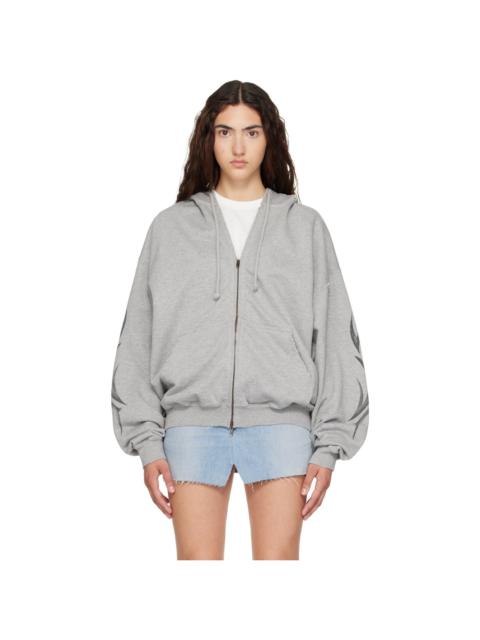 VETEMENTS Gray Graffiti Zip Up Hoodie
