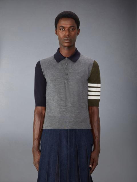Thom Browne Funmix Fine Merino Wool 4-Bar Relaxed Fit Polo