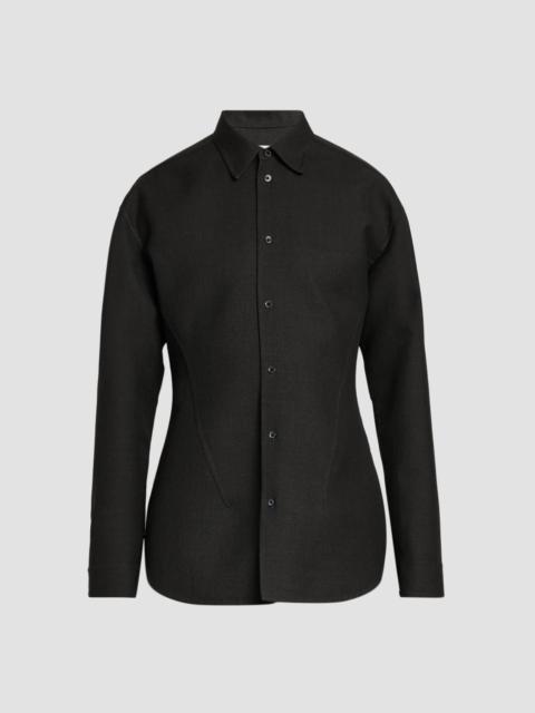 Jil Sander Men's Tailored Double-Splittable Wool-Twill Melange Dress Shirt - Antracite