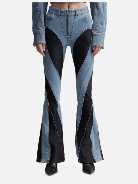 MUGLER ZIPPED BI-MATERIAL JEANS