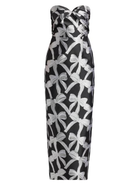 MILLY Women's Donna Metallic Ribbon Jacquard Strapless Gown - Black Silver