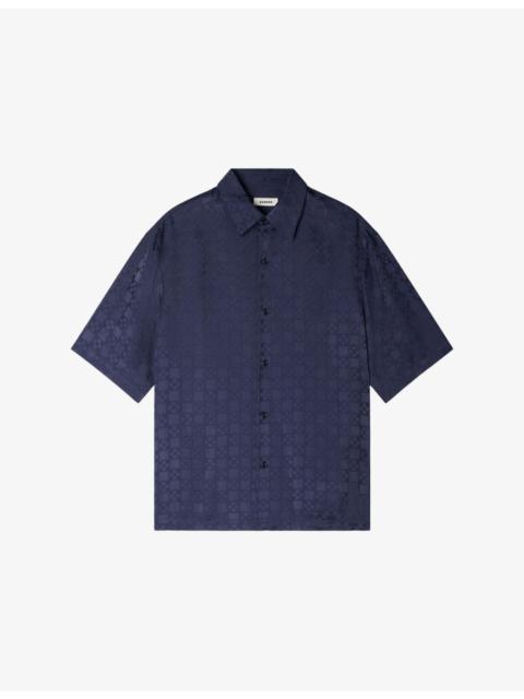 Sandro Square-Cross Short-Sleeve Woven Shirt