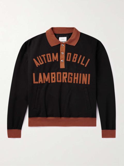 + Lamborghini Appliquéd Two-Tone Cotton-Blend Piqué Polo Shirt