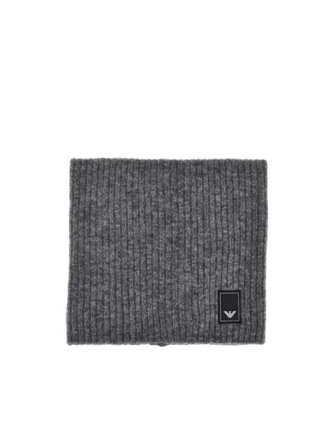 EMPORIO ARMANI Travel Essential ribbed-knit logo-patch neck warmer
