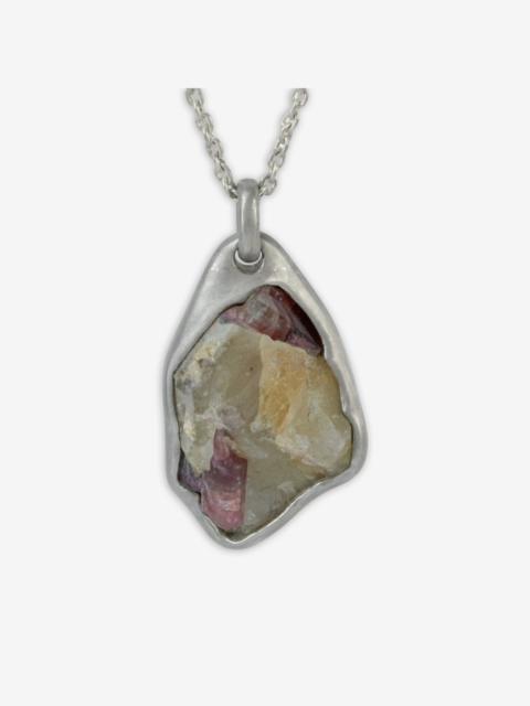 Parts of Four sterling silver Halos rubellite tourmlaine necklace