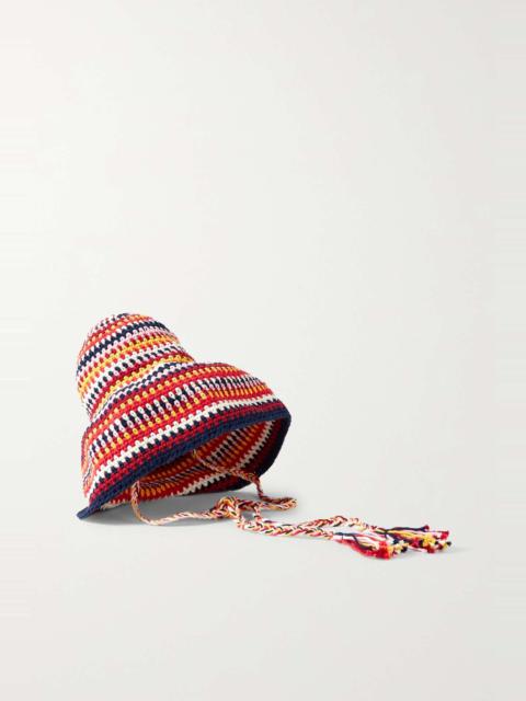 Beach Break striped crocheted cotton hat