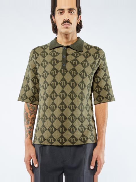 Nanushka CARVER - Terry-knit polo shirt- Asphalt/khaki