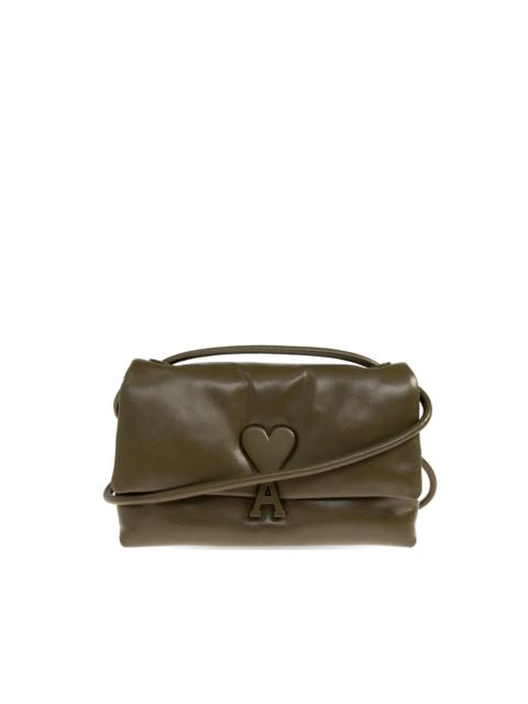 AMI Paris heart logo leather tote bag