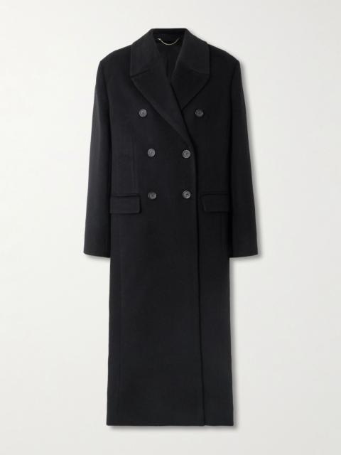 TOTEME Double-breasted brushed recycled-cashmere coat Black