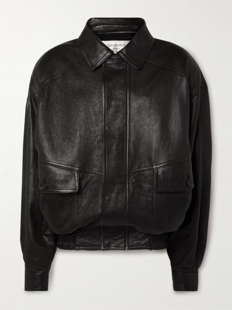 SAINT LAURENT Textured-leather Bomber Jacket