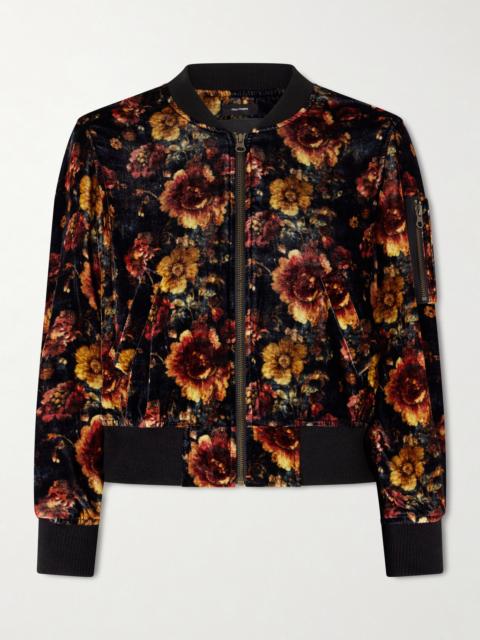 R13 Floral-print Velvet Bomber Jacket