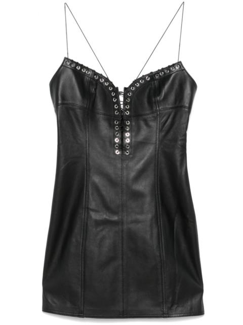 LUDOVIC DE SAINT SERNIN Cleavage leather mini dress