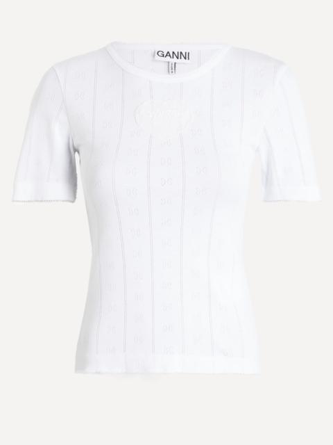 GANNI Pointelle Knit T-Shirt