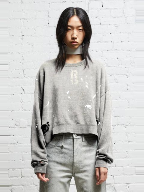 R13 CROPPED R13 CREWNECK - HEATHER GREY