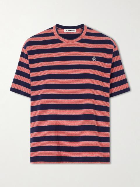 Jil Sander Loogo-embroidered Striped Cotton T-shirt