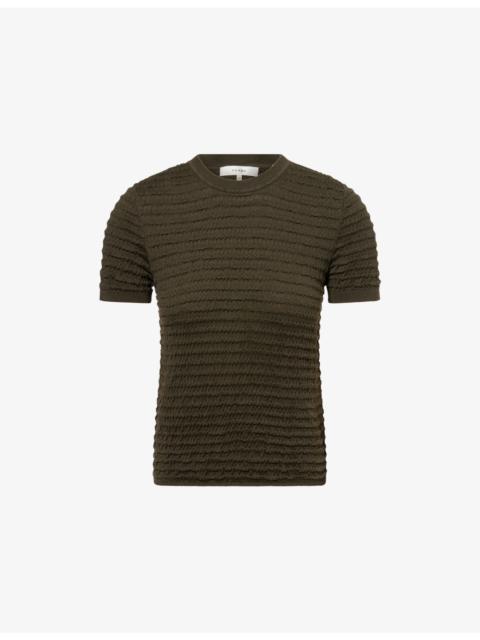 FRAME Smocked Silk-Blend T-shirt