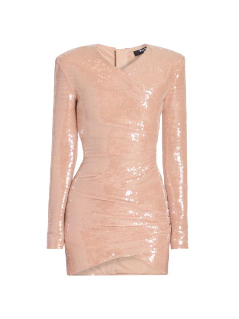 Balmain Women's Sequined Draped Minidress - Rose Pale