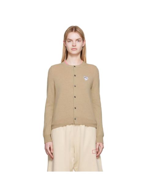 Comme des Garçons PLAY Beige Heart Patch Cardigan