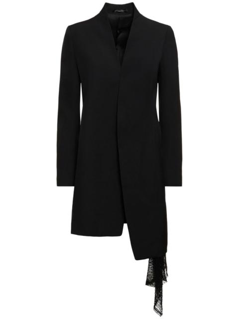 Asymmetric wool gabardine jacket