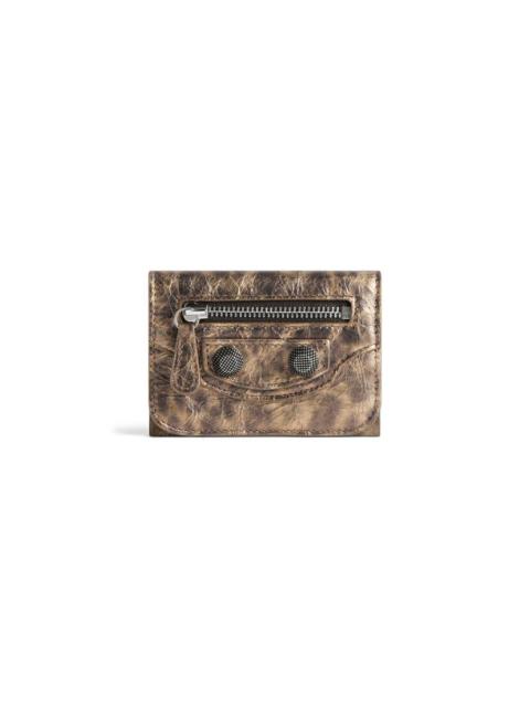 BALENCIAGA Women's Le Cagole Mini Wallet With Leopard Print in Brown