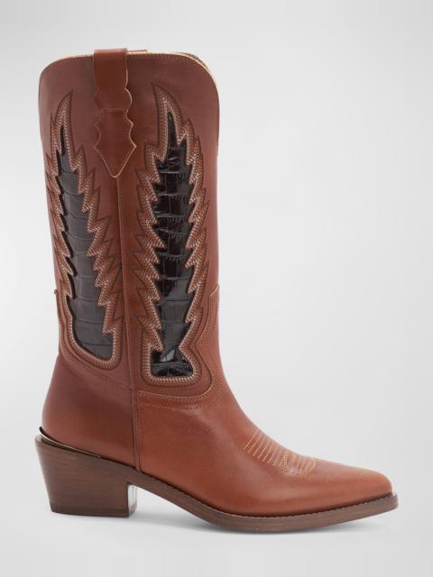 PARTLOW Whitney Mixed Leather Western Boots