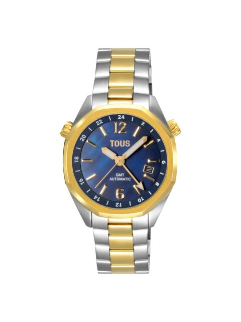 TOUS Automatic GMT Watch with blue mother-of-pearl face and two-tone steel bracelet TOUS Now