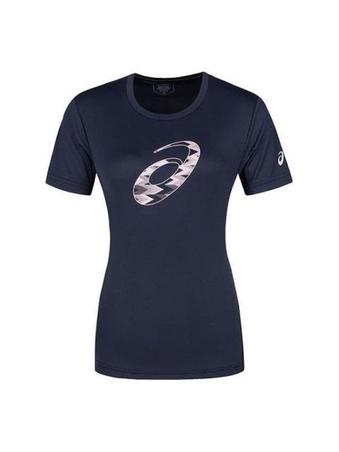 Asics (WMNS) ASICS Spiral Graphic Short Sleeve T-Shirt Asia Sizing 'Midnight' 2032D020-402