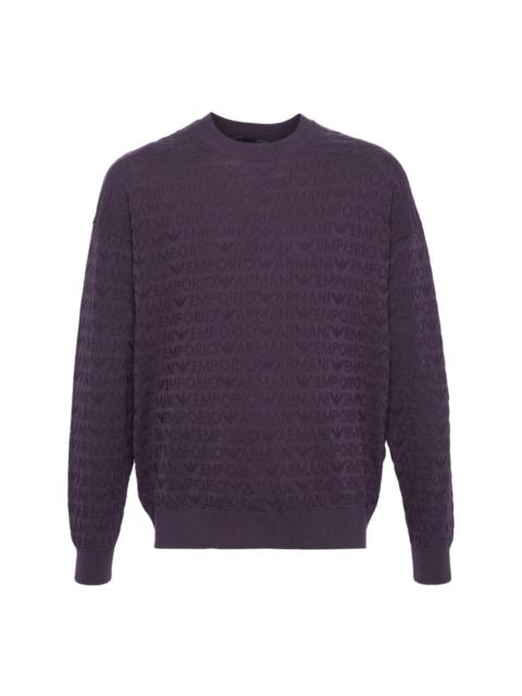 logo-jacquard cotton jumper