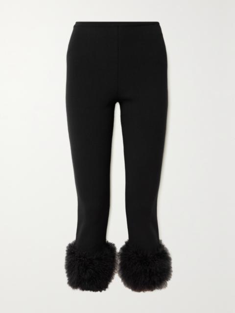 MAGDA BUTRYM Feather-trimmed Cropped Knitted Slim-leg Pants