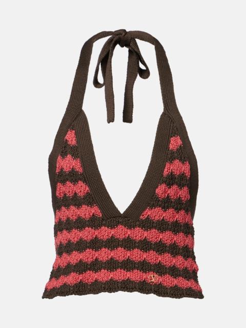 Valentino Striped knitted cotton crop top