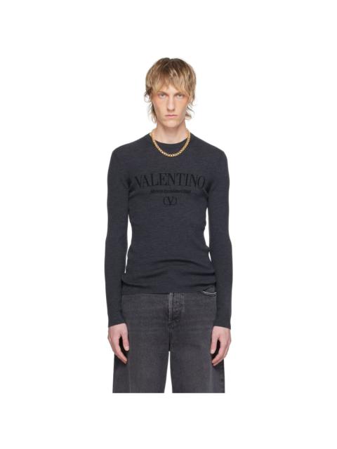 Valentino 로고 intarsia 처녀 모직 잠바