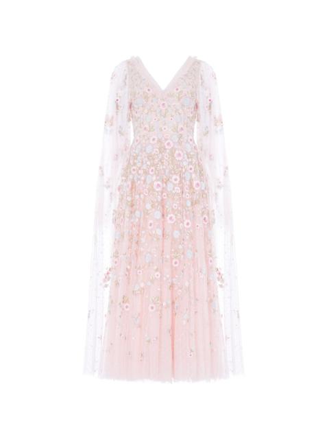 Needle & Thread Ethereal Blooms Cape Sleeve Ankle Gown