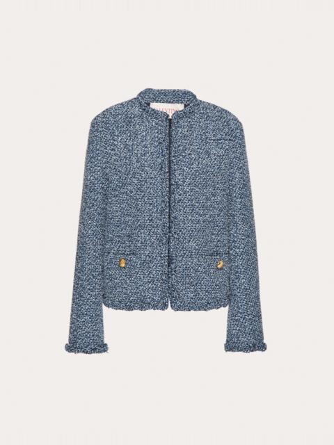 TEXTURED TWEED DENIM JACKET