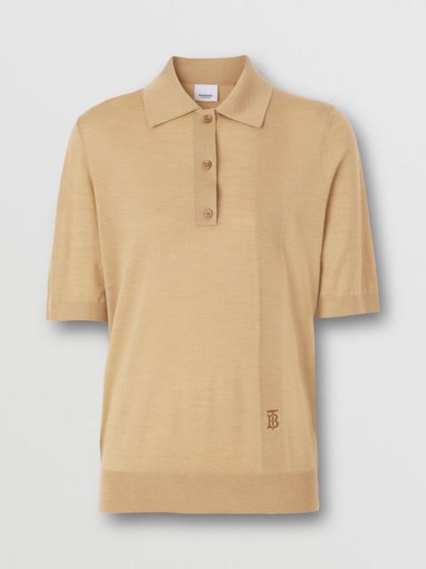 Monogram Motif Wool Silk Cashmere Polo Shirt
