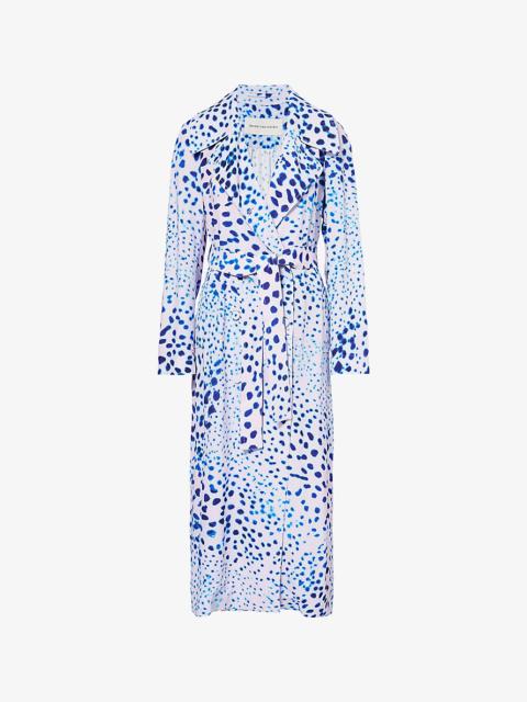 Dries Van Noten Abstract-Print Belted Regular-Fit Woven Coat