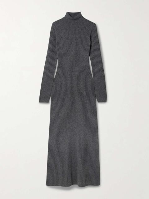 GUEST IN RESIDENCE Ribbed cashmere turtleneck maxi dress Gray