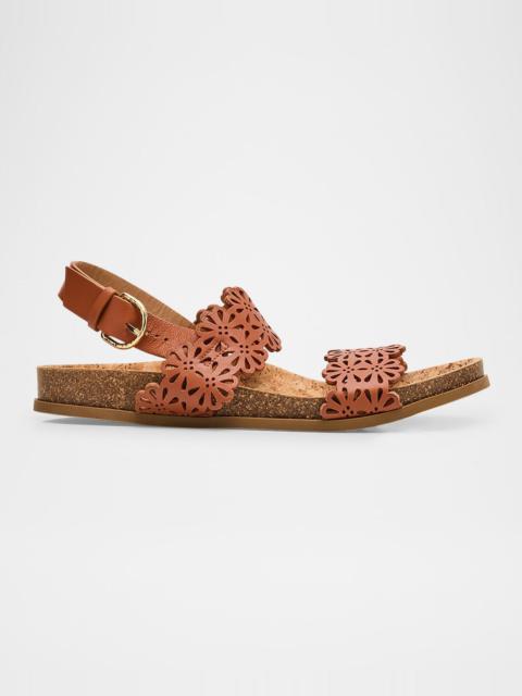 ULLA JOHNSON Calliope Eyelet Leather Dual-Band Sandals