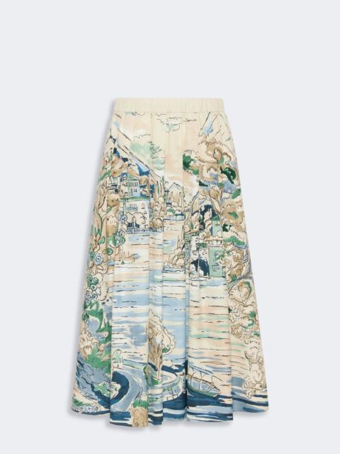 WEEKEND Max Mara ADEPTO Pleated printed poplin skirt - LIGHT BLUE