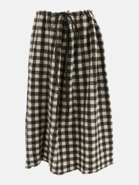 Daniela Gregis COULISSE GATHERED MIDI SKIRT WITH WORN-EDGE WASH