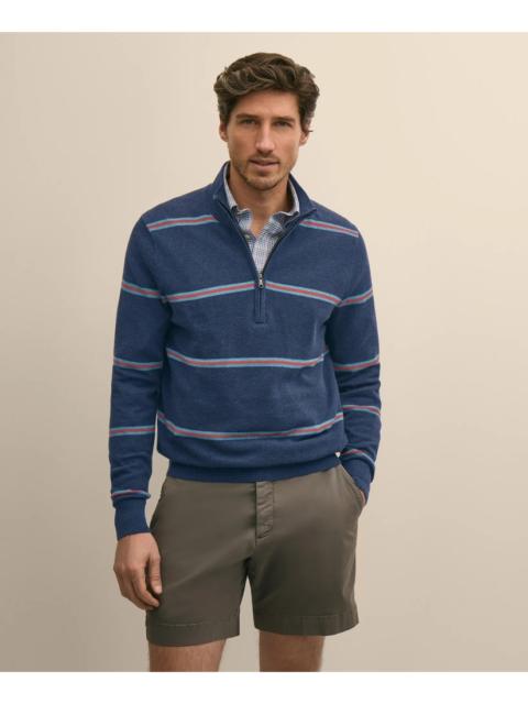 Brooks Brothers Supima® Cotton Pique Striped Quarter-Zip Sweater