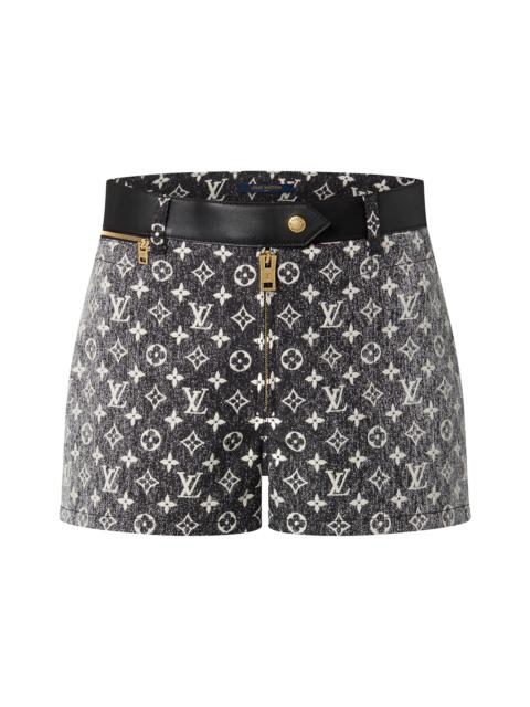 Louis Vuitton Monogram Denim Leather Belt Shorts