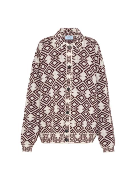 Prada Oversized jacquard Shetland wool cardigan