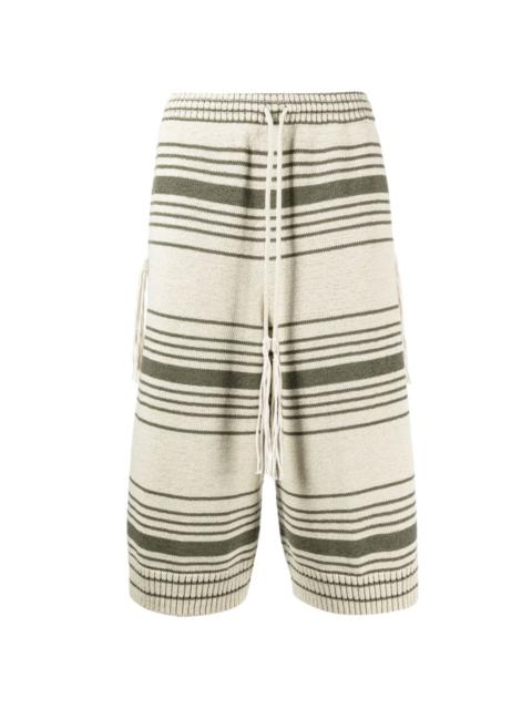 striped ribbed-knit shorts