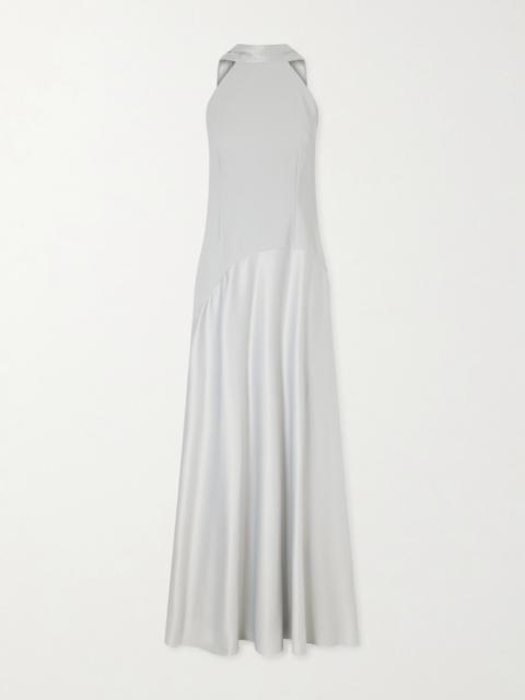 SOLACE LONDON Cece Cape-effect Crepe And Satin Gown