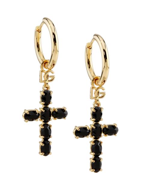 Dolce & Gabbana Women's Gold-Plated Cross Hoop Earrings - Yellow Gold