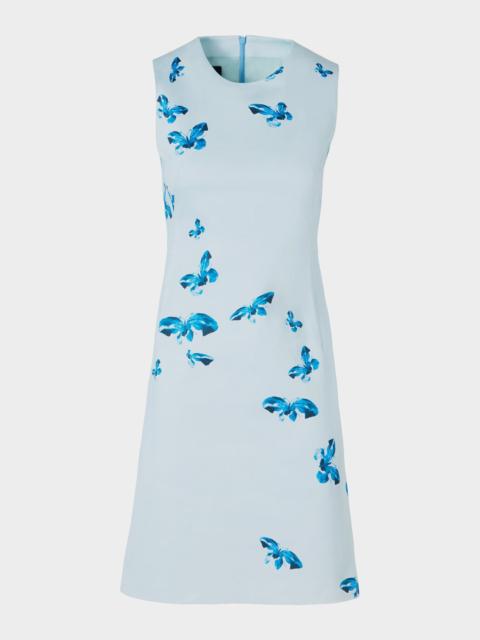 AKRIS Exclusive Butterfly-Print Cotton-Silk Sleeveless Mini Dress