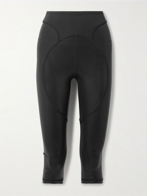 adidas Cropped paneled metallic recycled leggings Black