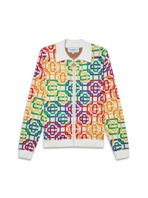CASABLANCA Rainbow Monogram Zip Up Jumper